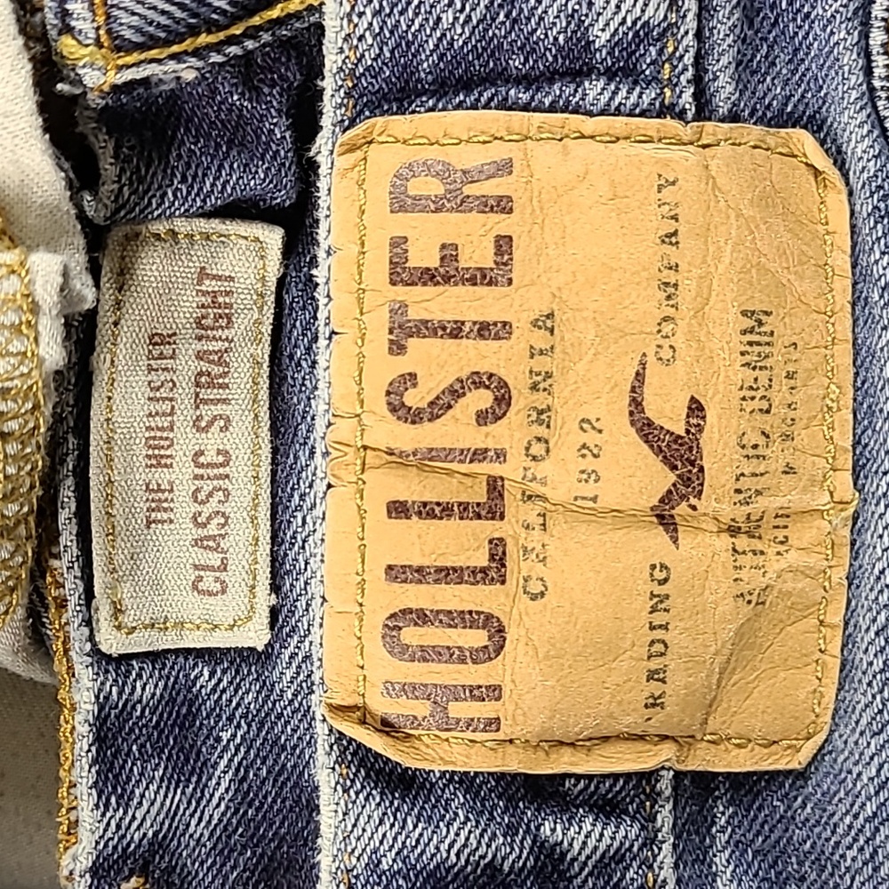 HOLLISTER VINTAGE CLASSIC STRAIGHT MEN'S DISTRESSED DENIM BLUE 30x28 FADE JEAN. - Picture 7 of 8